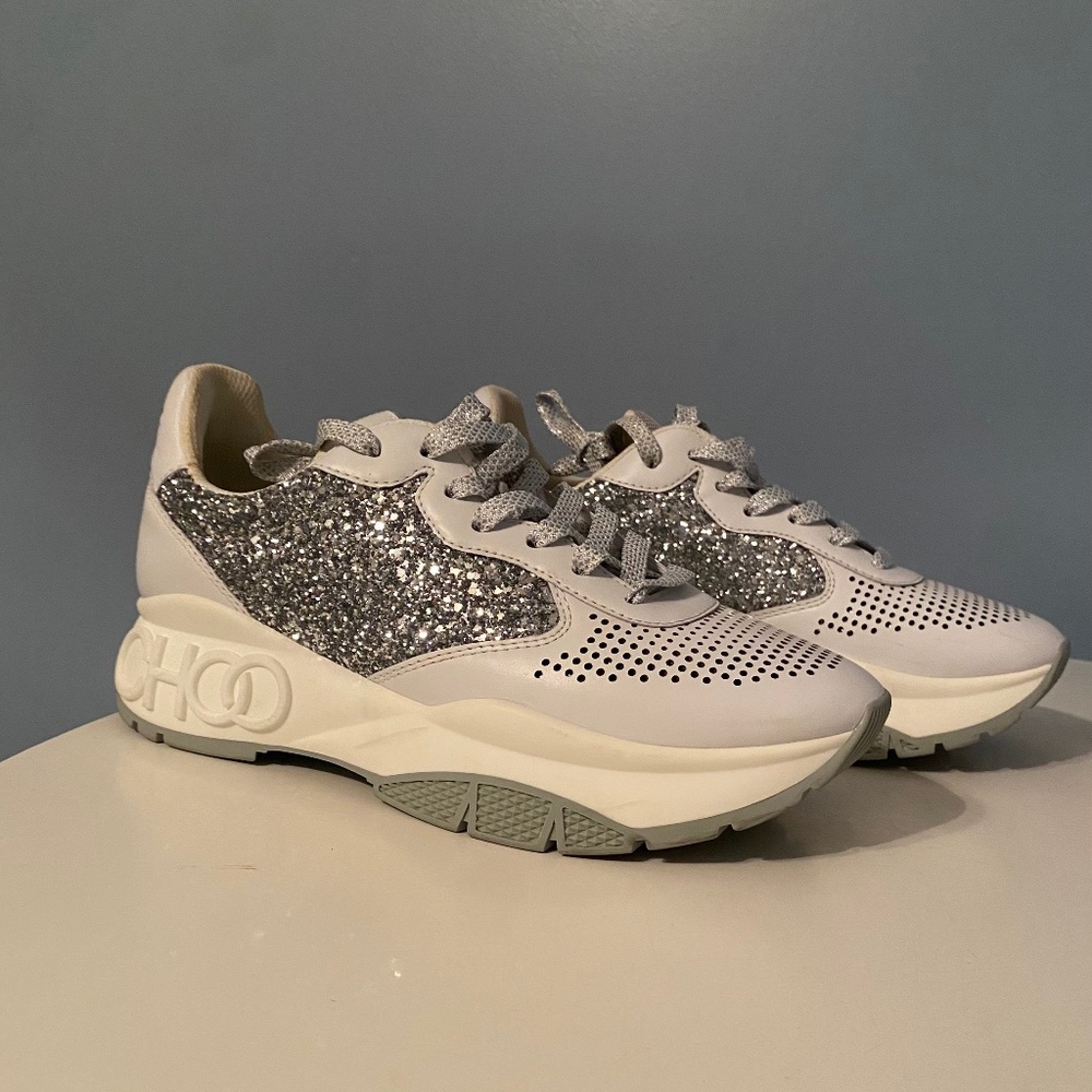 Jimmy Choo Rylie white/silver sneakers